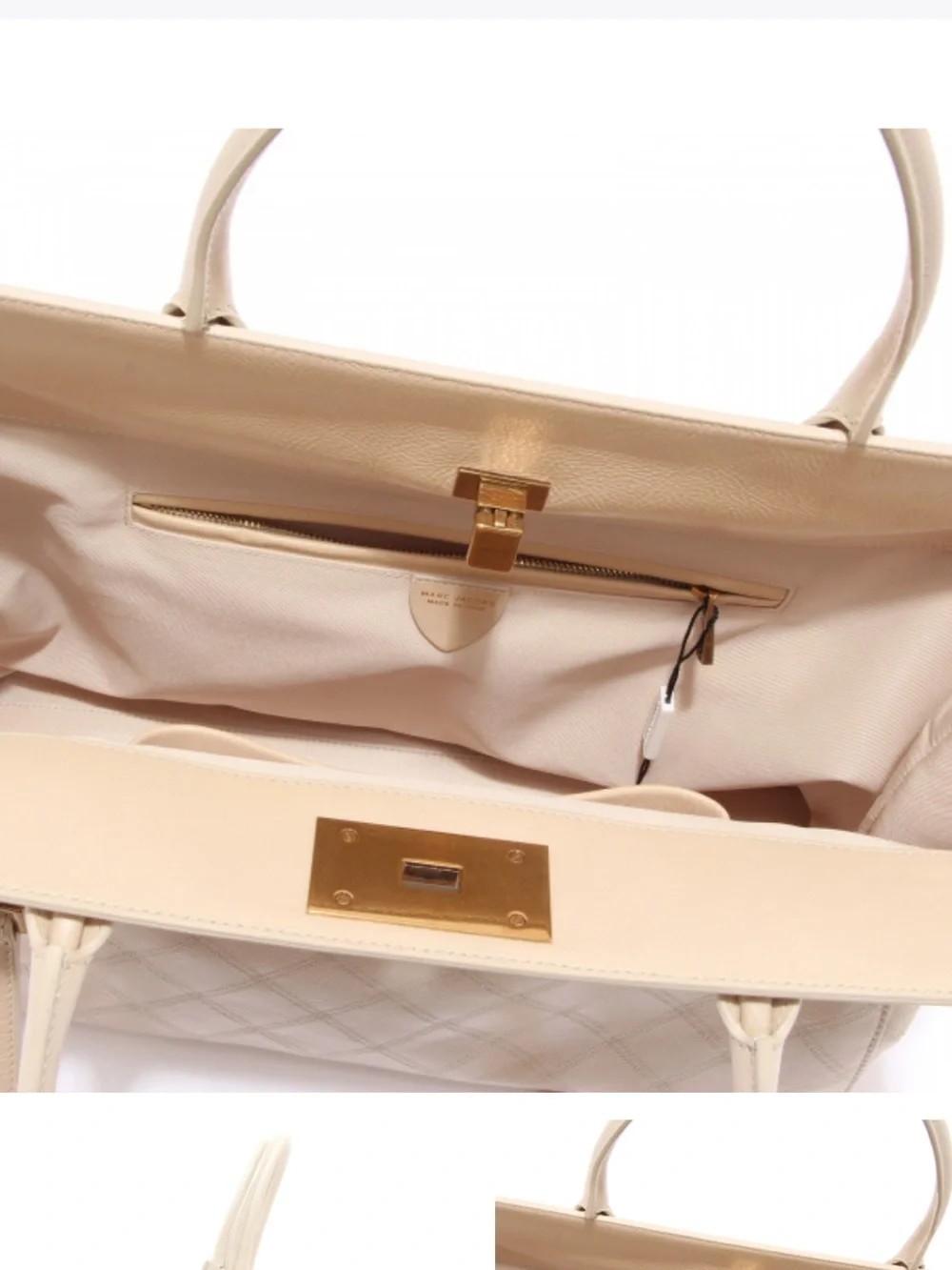 NWOT MARC JACOBS LARGE BUDDY PELLE BEIGE LEATHER VINTAGE EFFECT BAG WOMAN